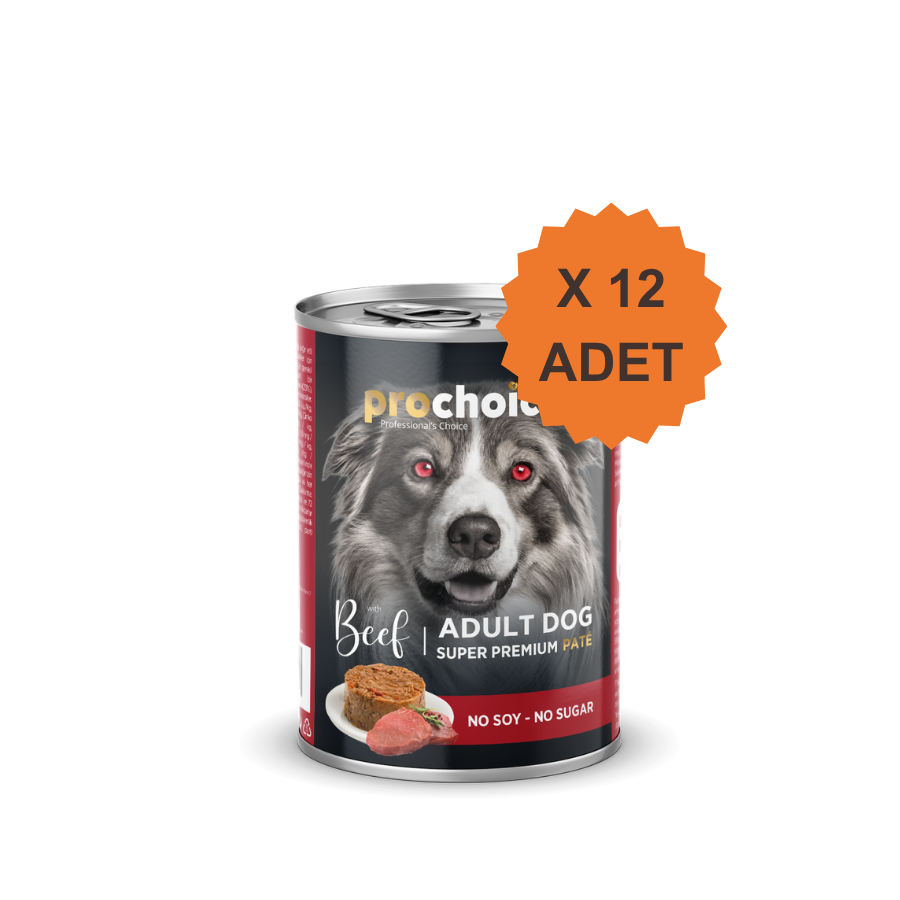 ProChoice Sığır Etli ve Pirinçli Tahılsız Ezme Yetişkin Köpek Konservesi 400Gr X 12 Adet