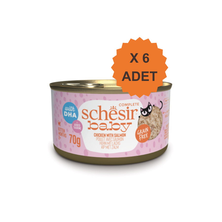 Schesir Baby Sos İçinde Tavuklu ve Somonlu Yavru Kedi Konservesi 70Gr X 6 Adet