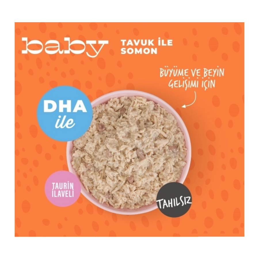 Schesir Baby Sos İçinde Tavuklu ve Somonlu Yavru Kedi Konservesi 70Gr