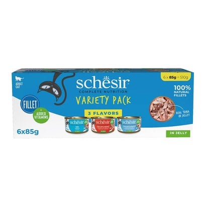 Schesir Jelly Karışık Jöle İçinde Yetişkin Kedi Konservesi (3 Çeşit) 85Gr X 6 Adet
