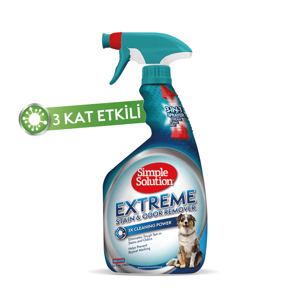 Simple Solution Köpekler için Extreme 3 Kat Etkili Leke ve Koku Giderici Sprey 945 ml 