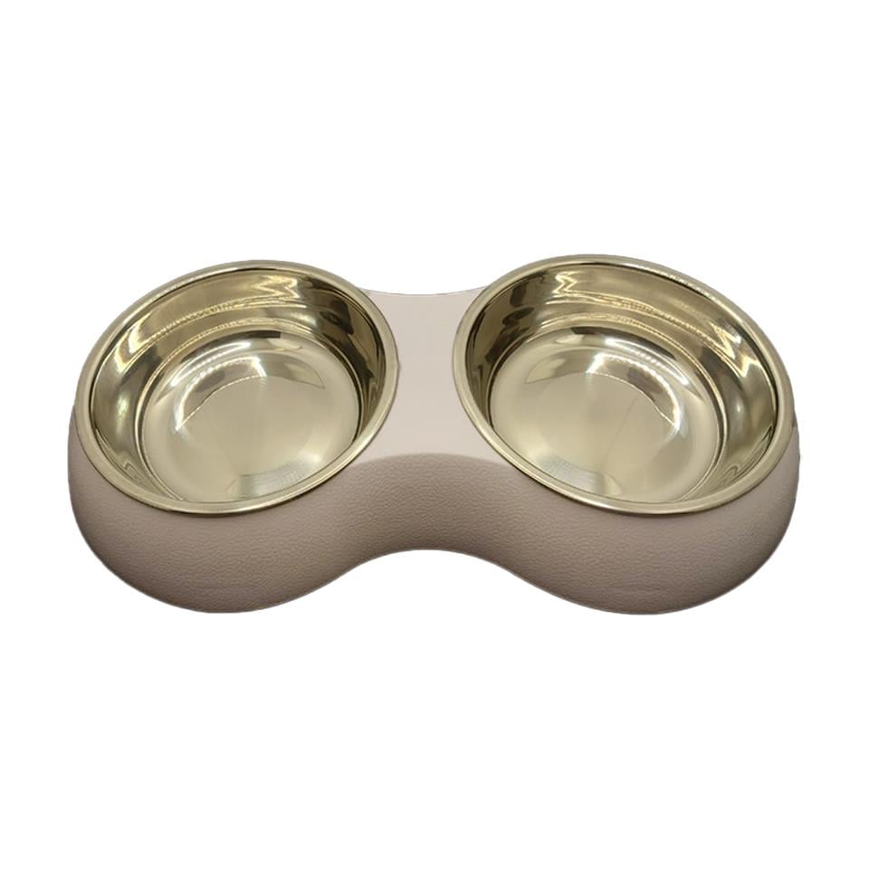 Taotaopets Çelik Tabaklı İkili Mama ve Su Kabı Gri 450 Ml