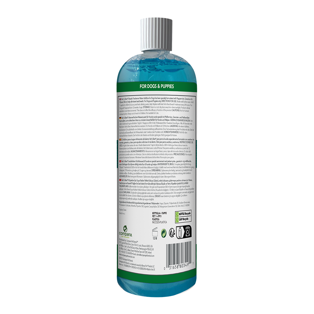 Vet's Best Breath Freshener Köpekler İçin Koku Önleyici Ağız Bakım Suyu 500Ml