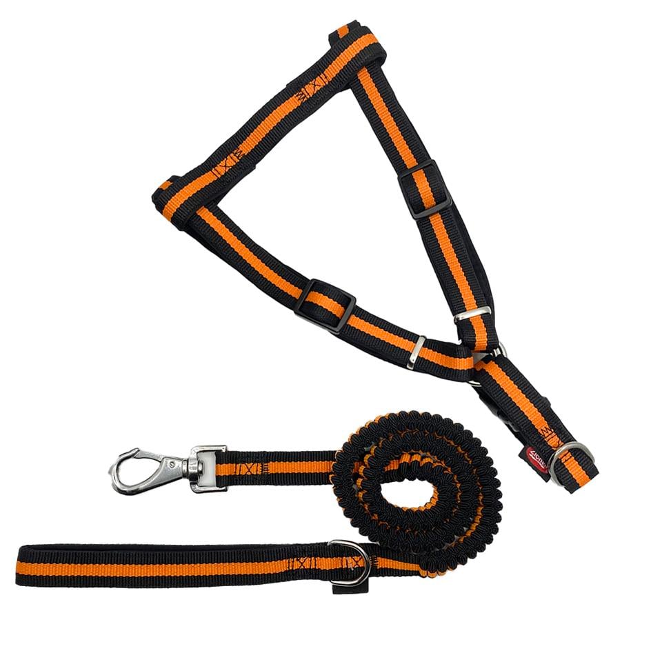 Zichen Elastik Dokuma Köpek Göğüs Tasma Seti Turuncu Large