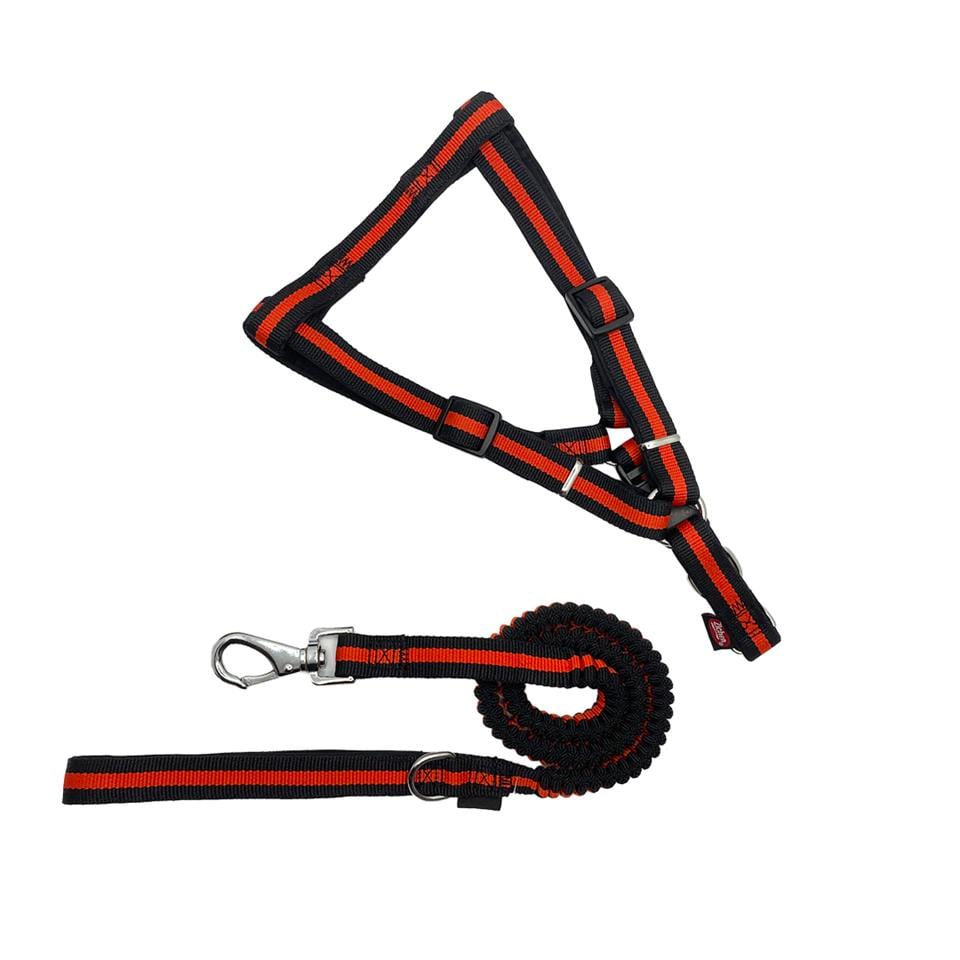 Zichen Elastik Dokuma Köpek Göğüs Tasma Seti Kırmızı Large