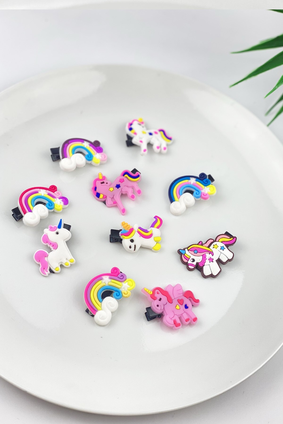 10 lu Unicorn Slikon Pens Çocuk Toka TrToka9596 T32503