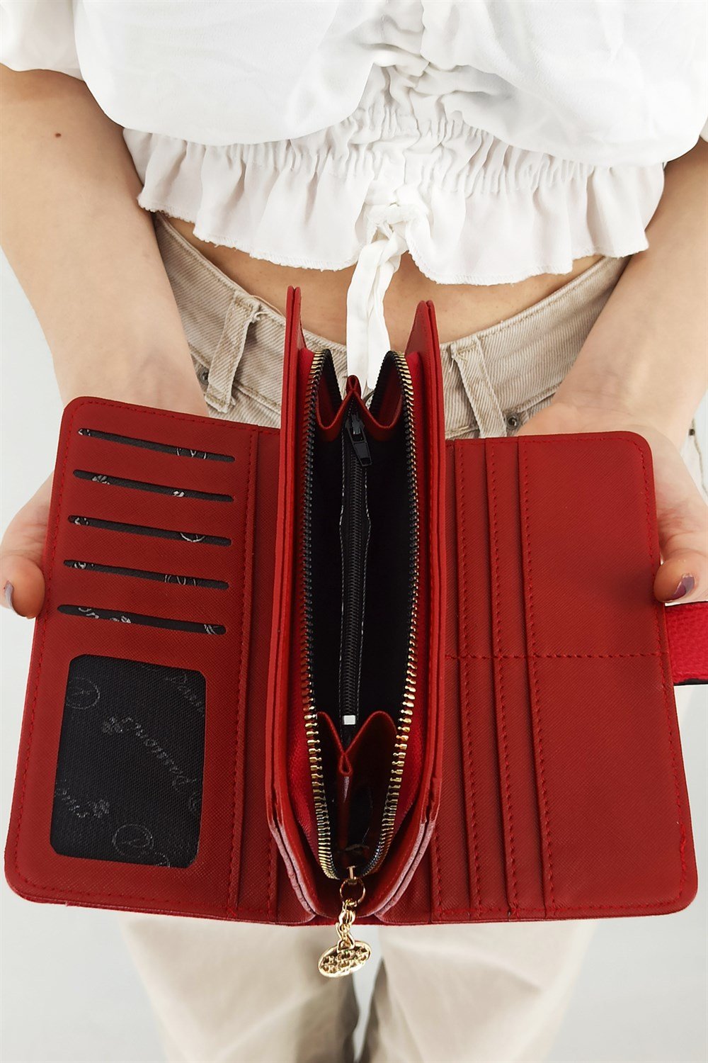 20+2 Kredi Kart Bölmeli Fermuarlı Bayan Cüzdan Kırmızı TRCÜZDAN1997