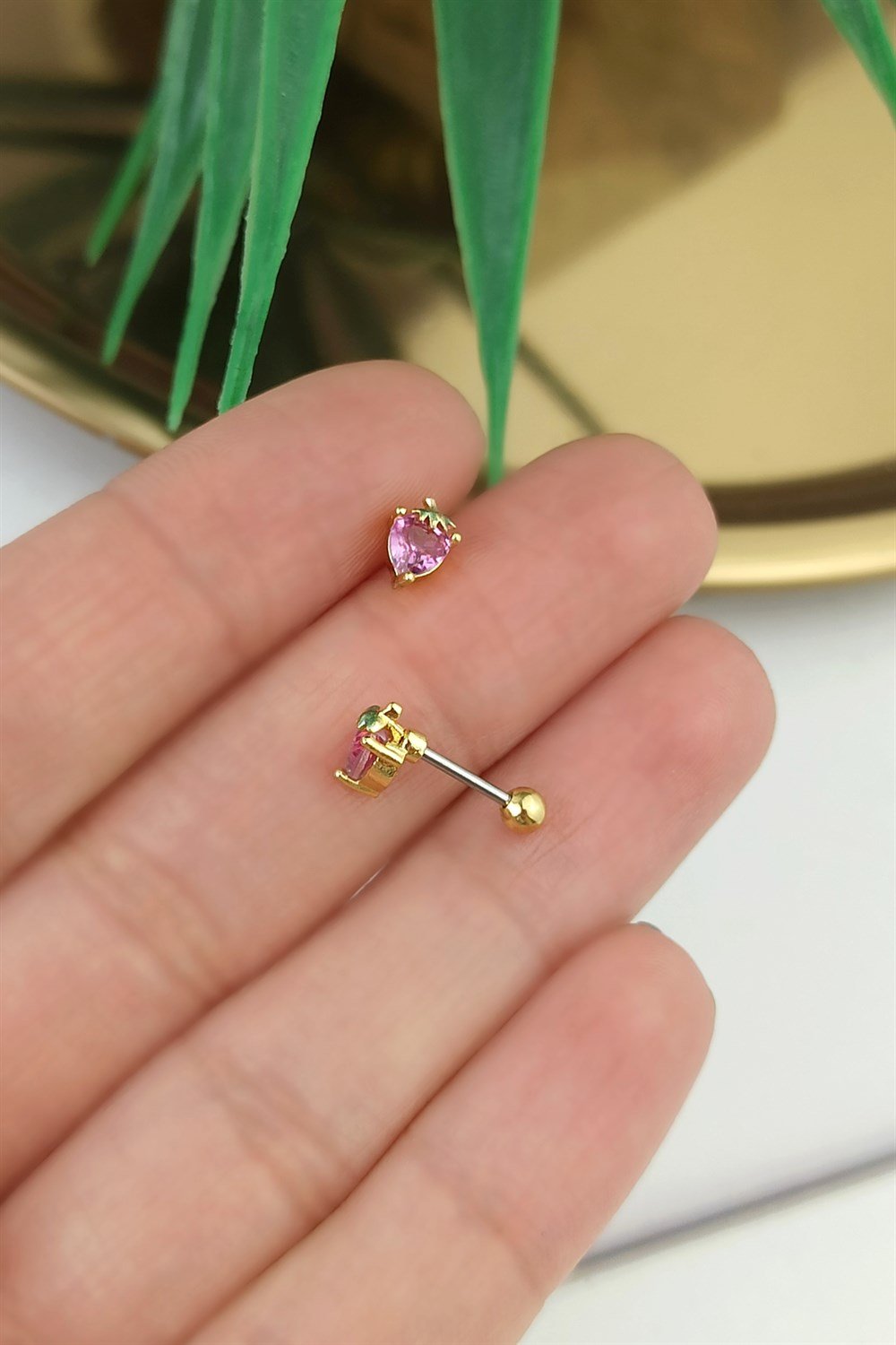 316 Cerrahi Çelik Renkli Taş Çilek Piercing TrPiercing0149