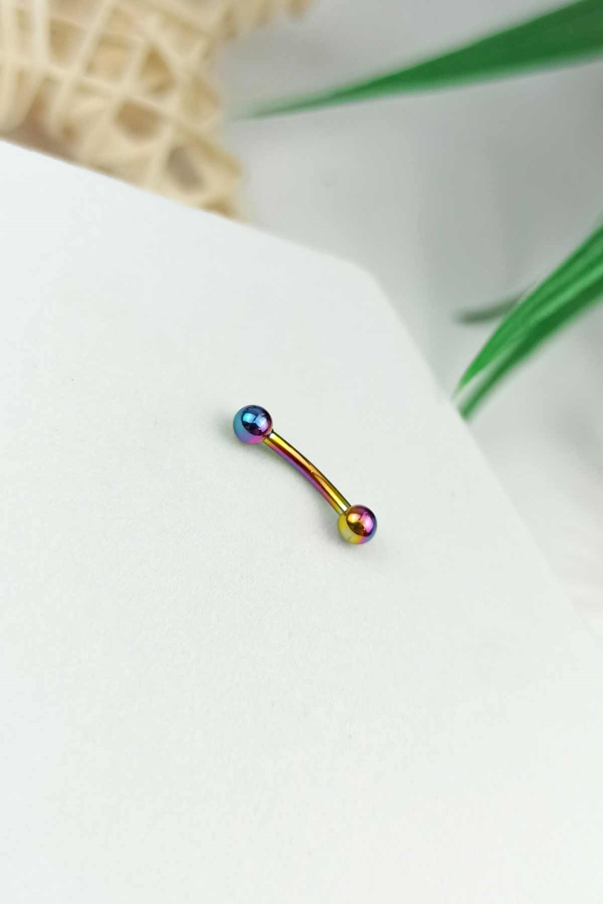 316 L Cerrahi Çelik Küçük İki Tarafı Toplu Titanium Elips Piercing TrPiercing0100 PierX150X