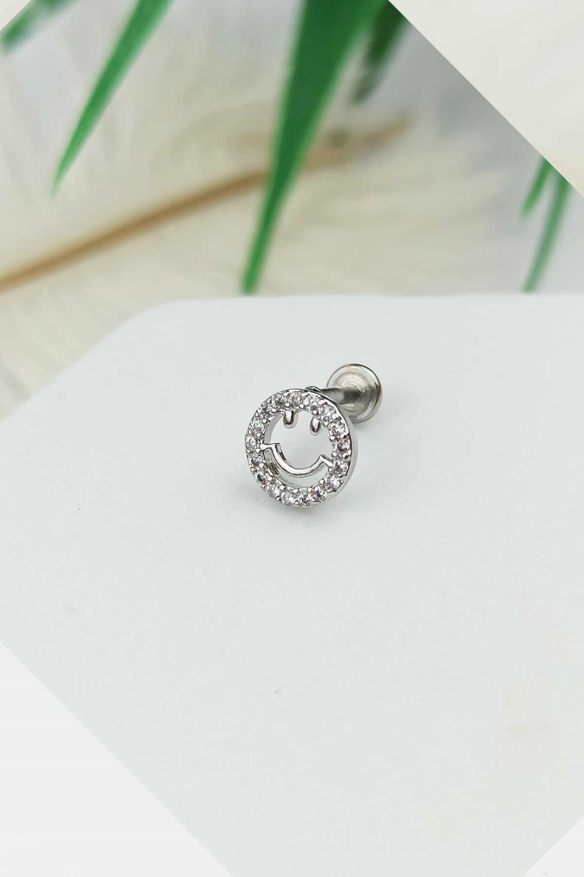 316 L Cerrahi Çelik Taşlı Emoji Figür Piercing TrPiercing078 PierX200X