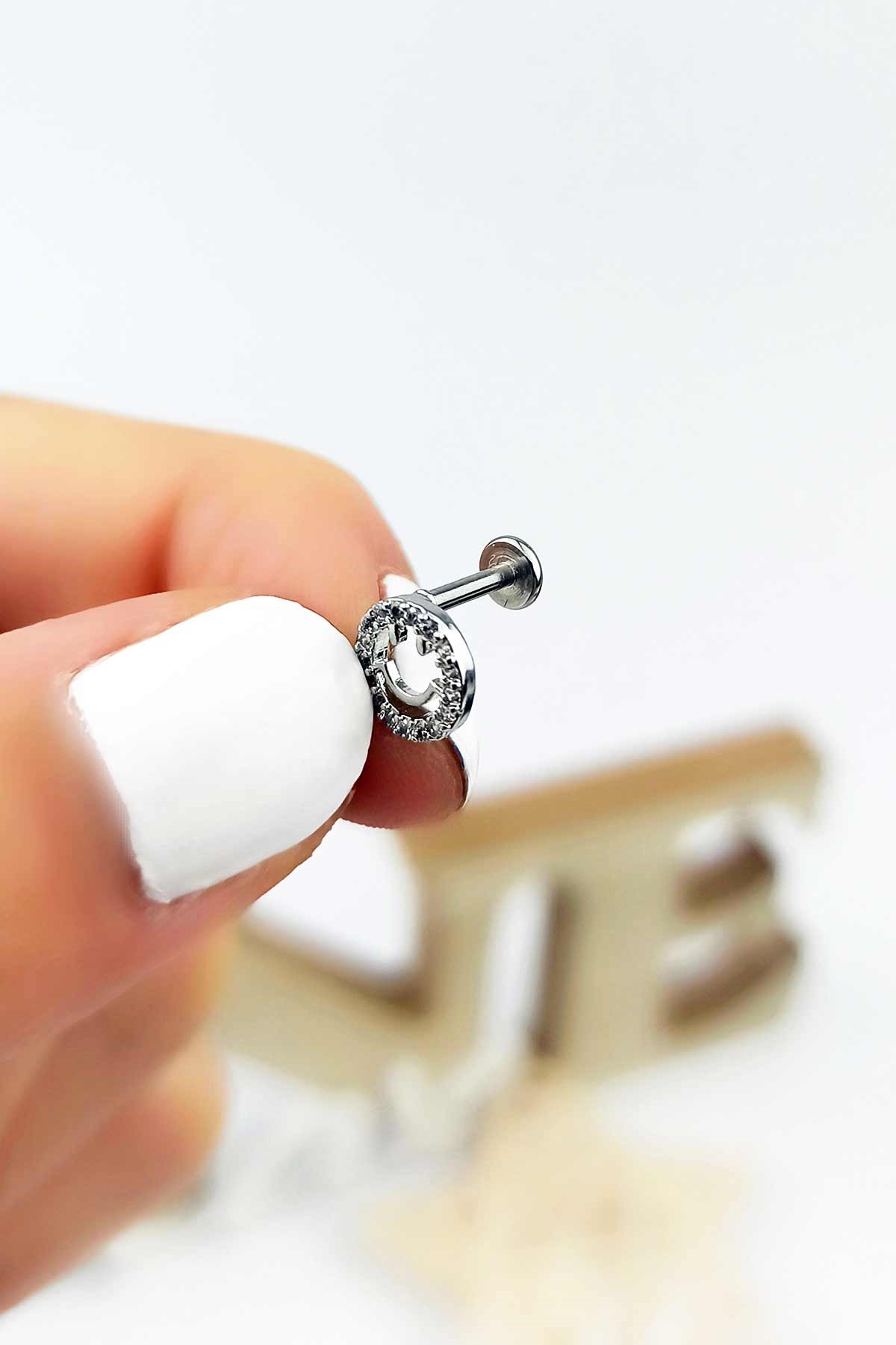 316 L Cerrahi Çelik Taşlı Emoji Figür Piercing TrPiercing078 PierX200X