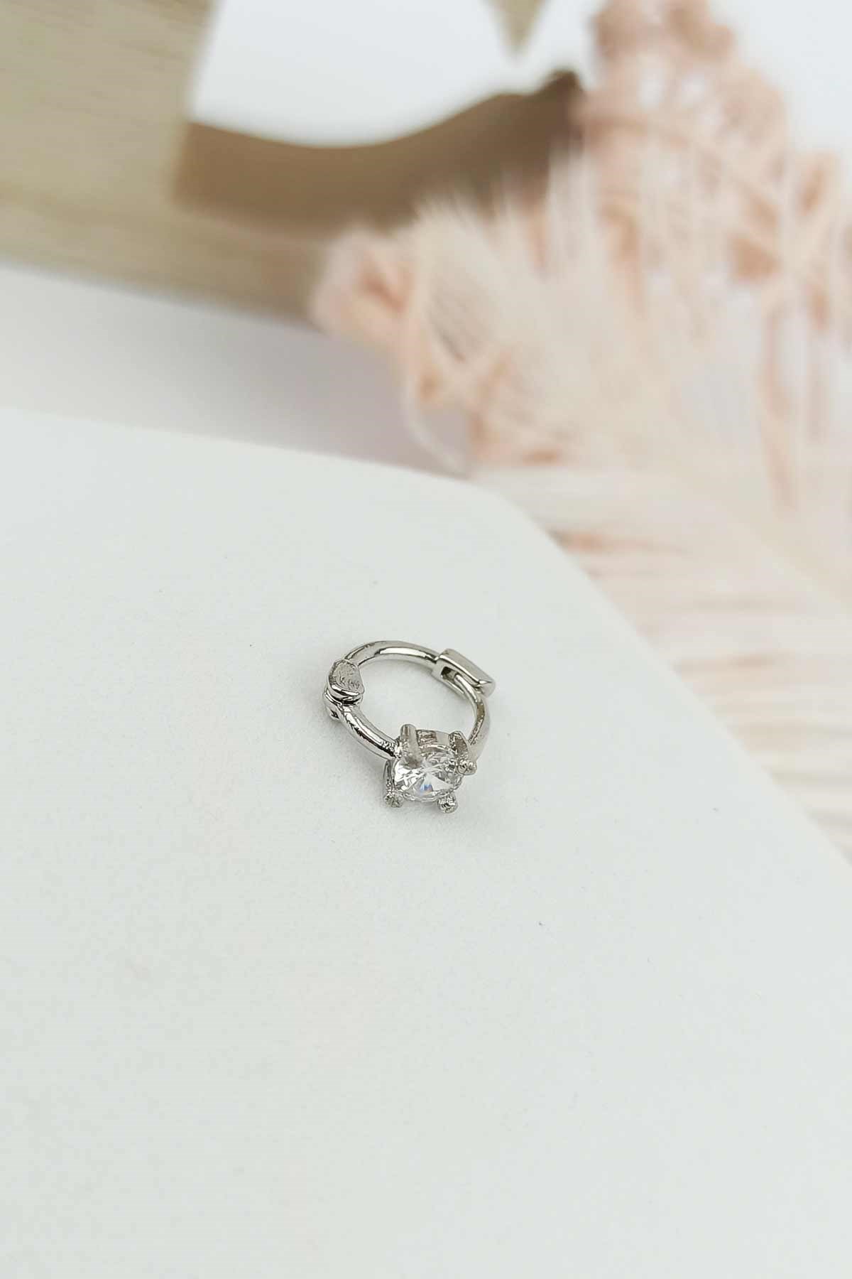 316 L Cerrahi Çelik Tek Taşlı Halka Piercing TrPiercing069 Pier32003