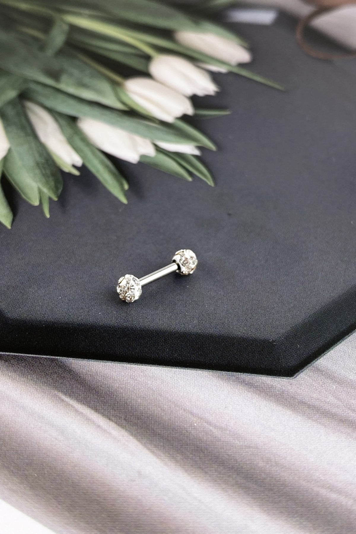 316l Cerrahi Çelik İki Ucu Taşlı Piercing P175