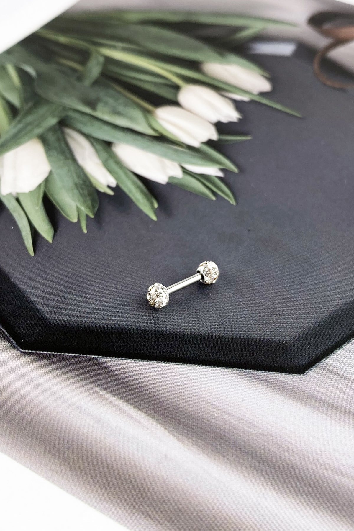 316l Cerrahi Çelik İki Ucu Taşlı Piercing P175