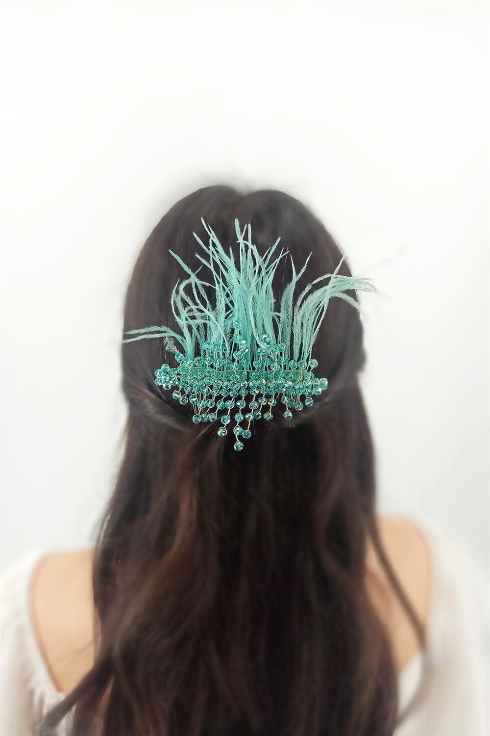 Abiye Saç Aksesuarı Kristal Boncuk Tarak Toka TrToka9782