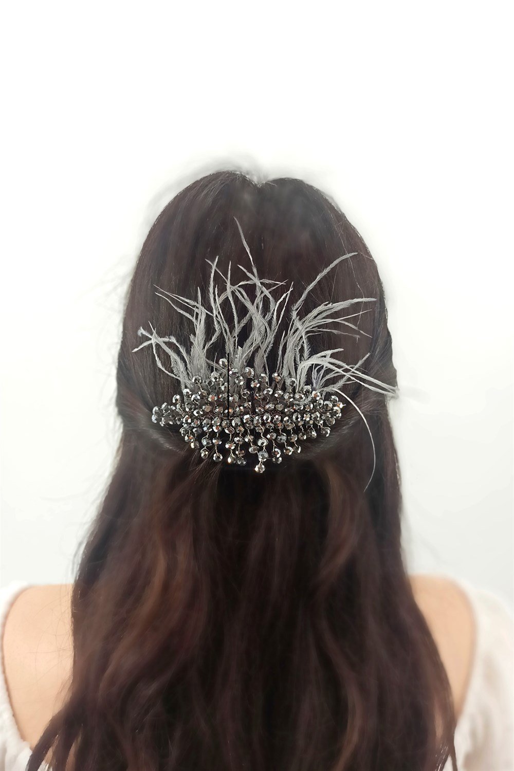 Abiye Saç Aksesuarı Kristal Boncuk Tarak Toka TrToka9782