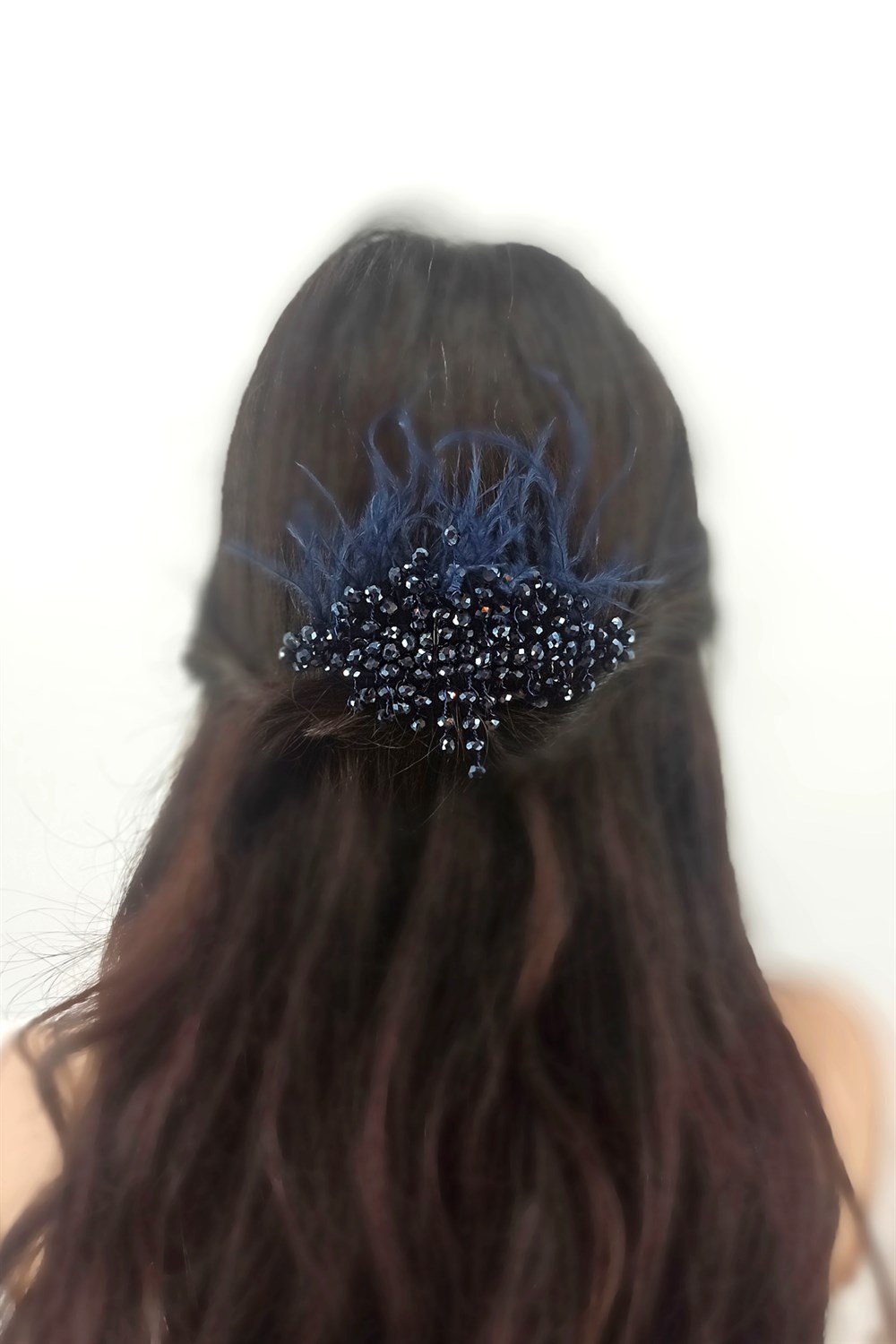 Abiye Saç Aksesuarı Kristal Boncuk Tarak Toka TrToka9782