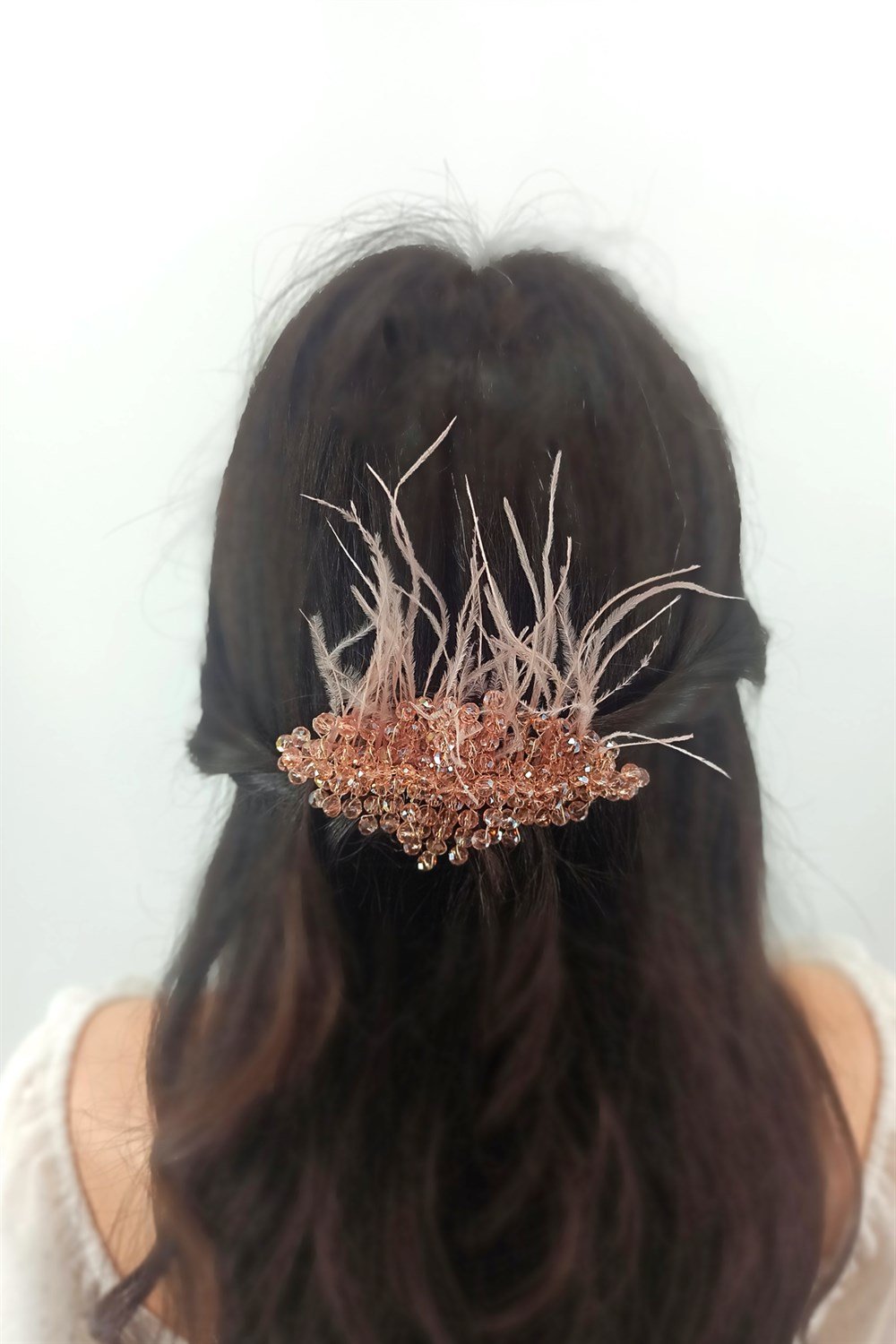 Abiye Saç Aksesuarı Kristal Boncuk Tarak Toka TrToka9782