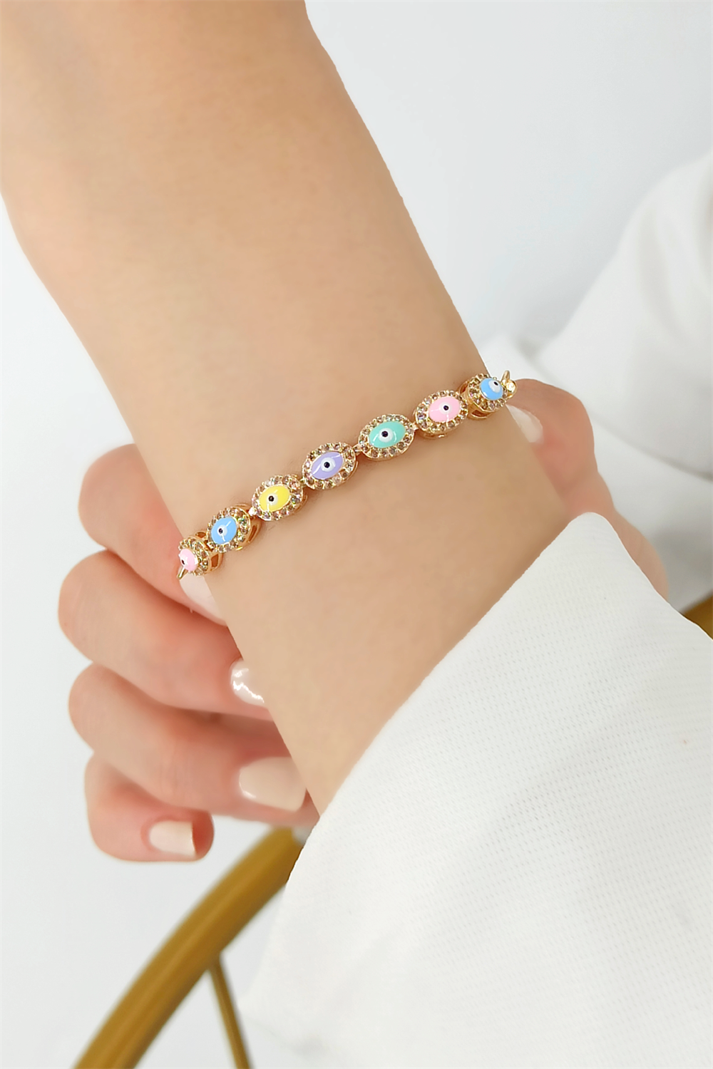 Asansörlü Oval Nazar Boncuk Bileklik TrBileklik70389