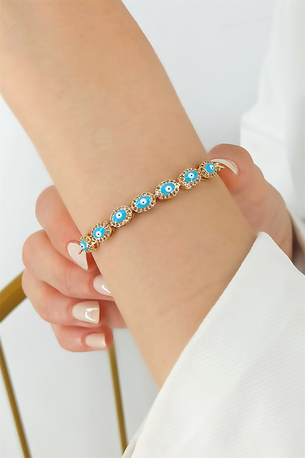 Asansörlü Oval Nazar Boncuk Bileklik TrBileklik70389