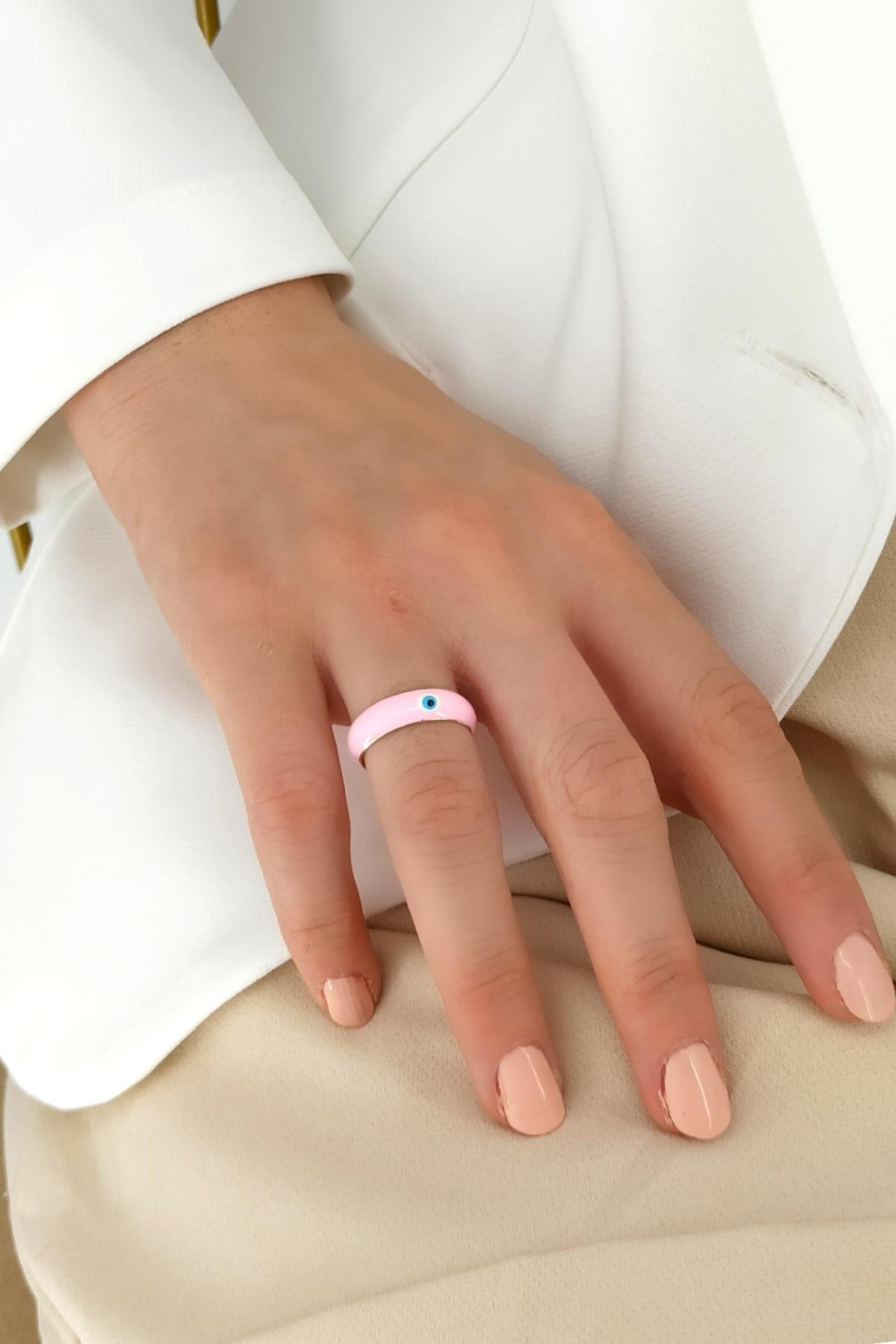 Ayarlanabilir Mineli Nazar Boncuk Yüzük TrYüzük1278