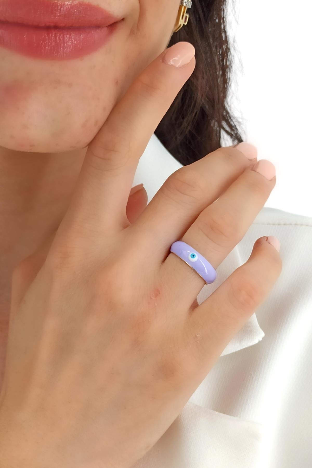 Ayarlanabilir Mineli Nazar Boncuk Yüzük TrYüzük1278