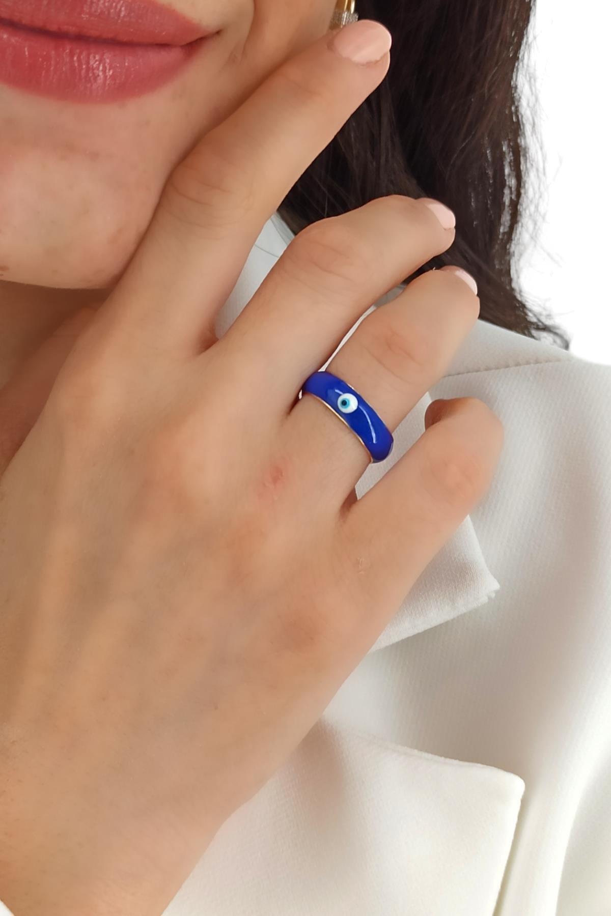 Ayarlanabilir Mineli Nazar Boncuk Yüzük TrYüzük1278