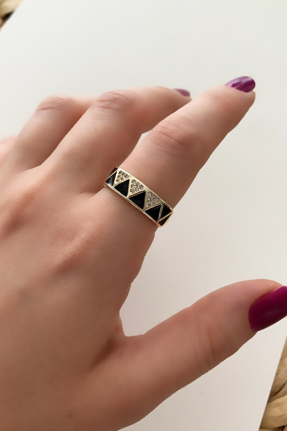 Ayarlanabilir Renkli Mine Üçgen Yüzük TrYüzük1116 Y32503