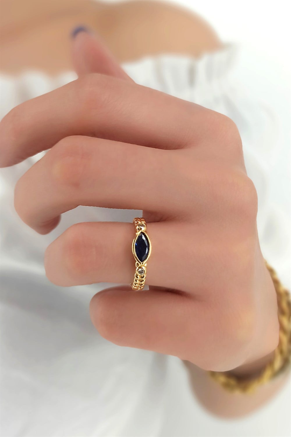 Ayarlanabilir Renkli Oval Taş Yüzük TrYüzük1183