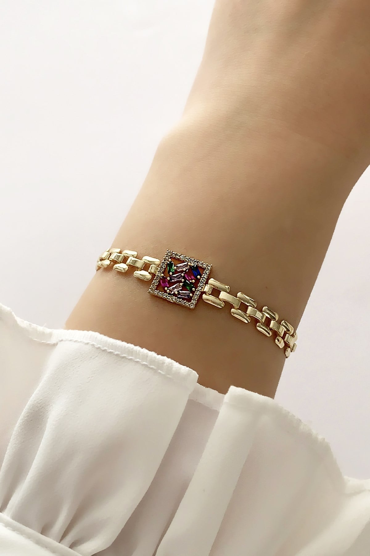 Baget Taşlı Kare Model Bileklik TrBilek7615 B33503