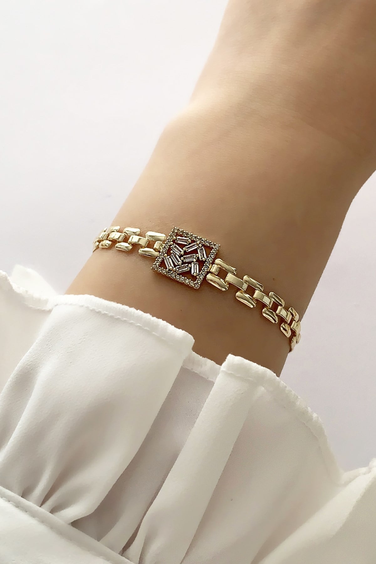 Baget Taşlı Kare Model Bileklik TrBilek7615 B33503