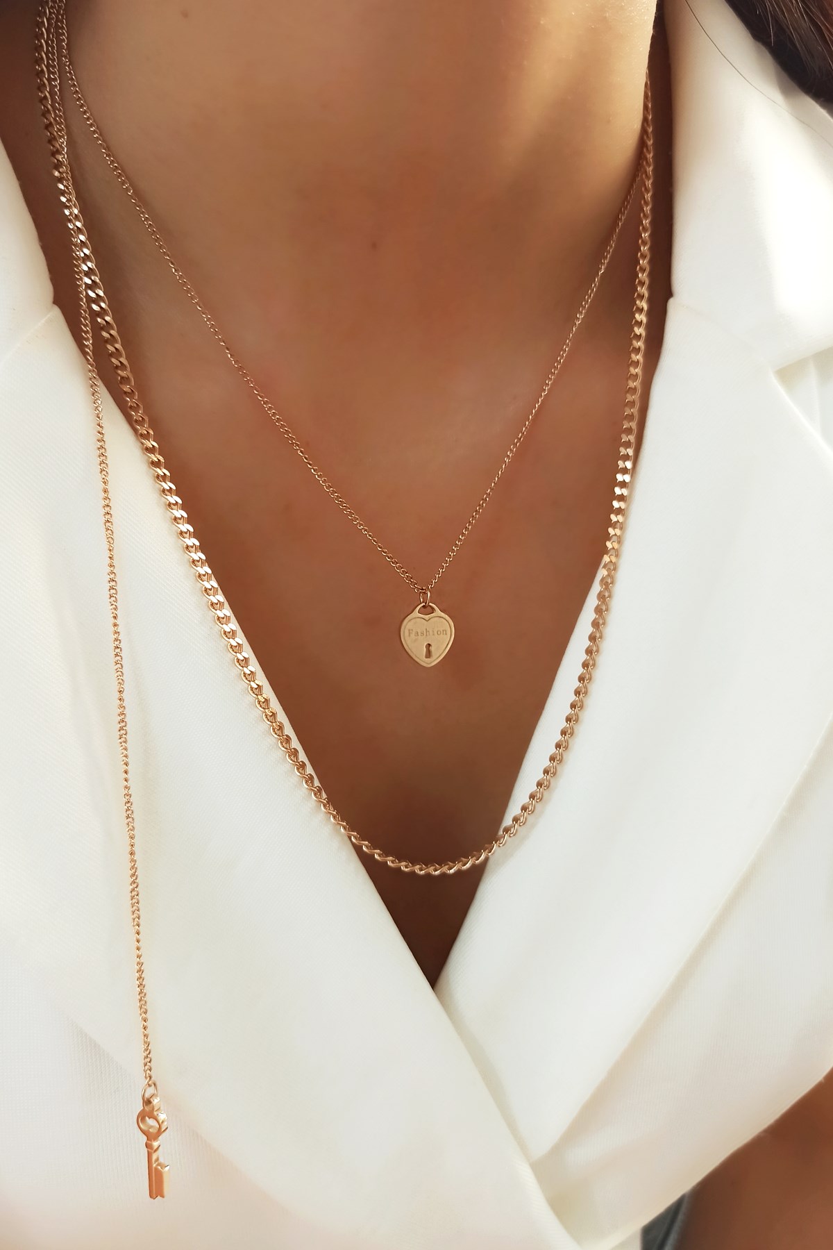 Çelik 2 li Kilit Kolye B400