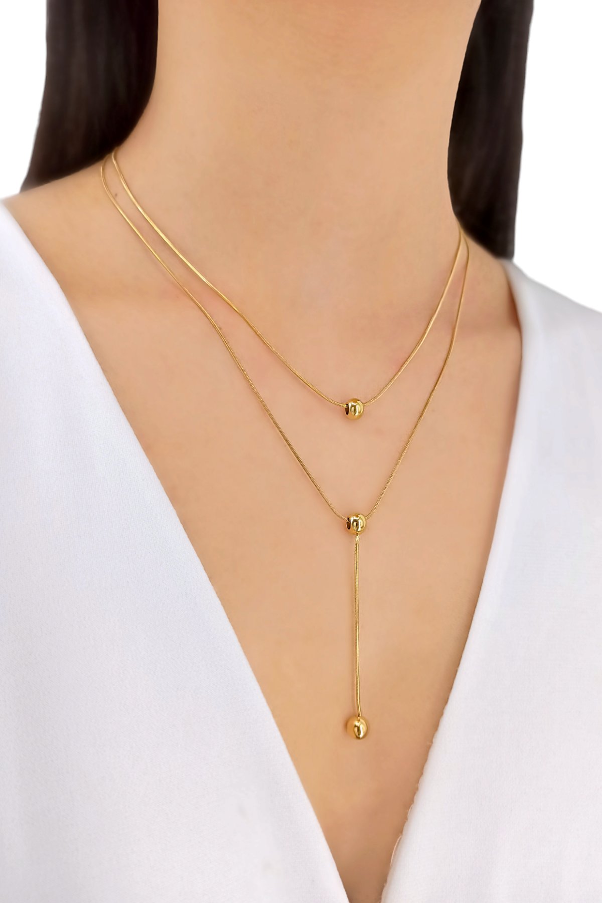 Çelik 2 Sıra Topcuk Yılan Zincir Kolye