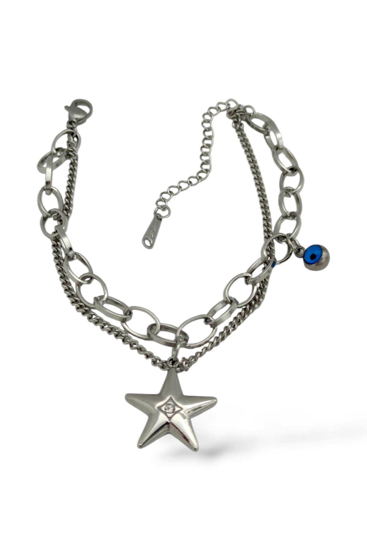 Çelik 2'li Nazar Boncuk Yıldız Bileklik