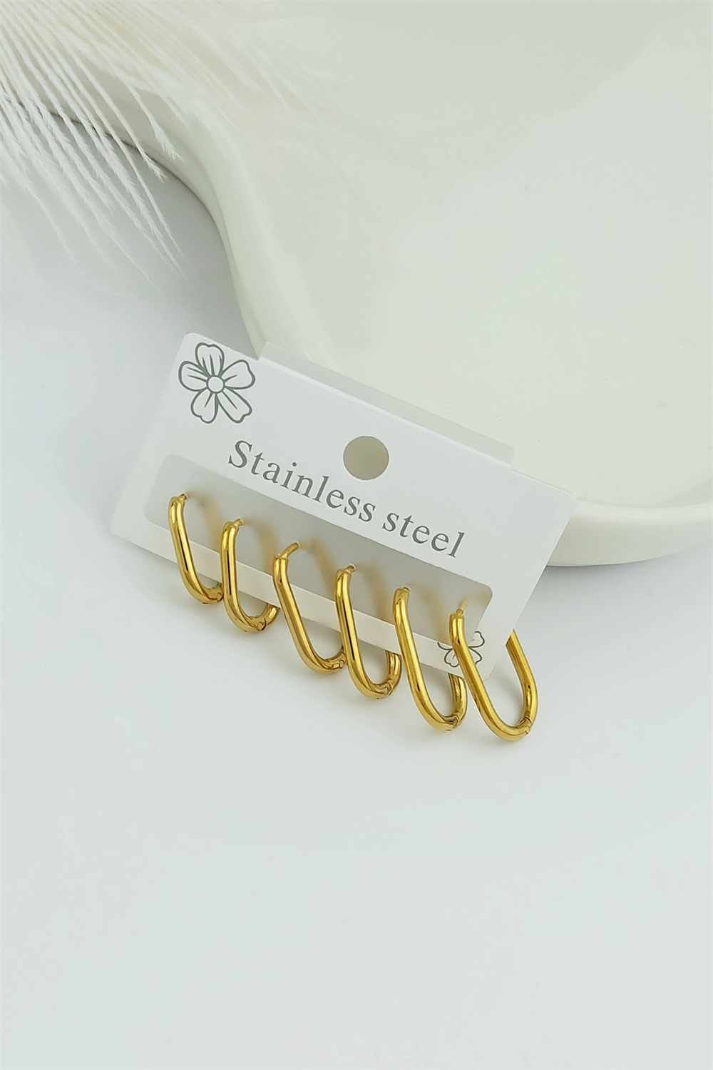 Çelik 6 lı Oval Halka Küpe Kombin TrKüpe35159