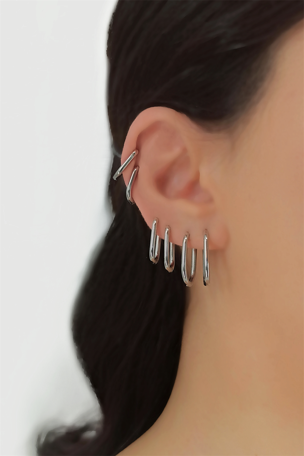 Çelik 6 lı Oval Halka Küpe Kombin TrKüpe35159