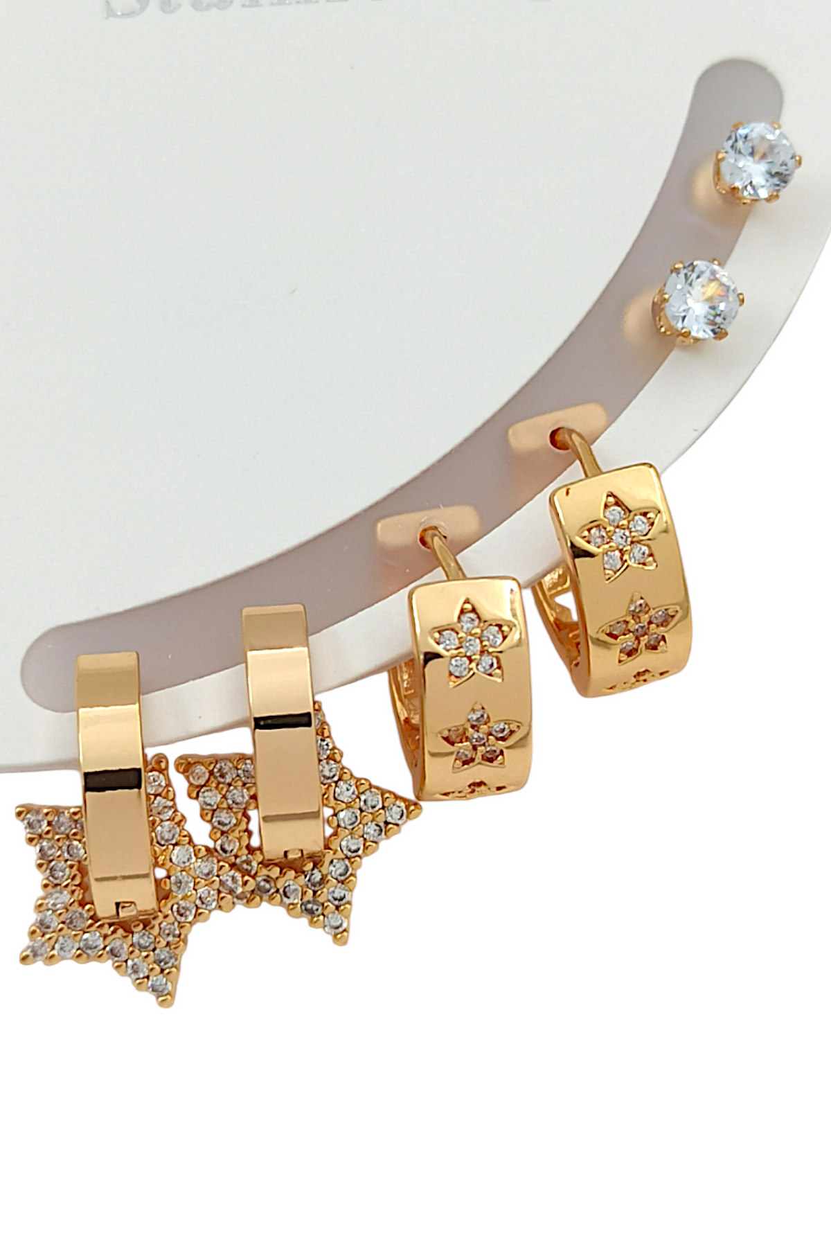 Çelik 6'lı Çiçek Halka Küpe Kombin