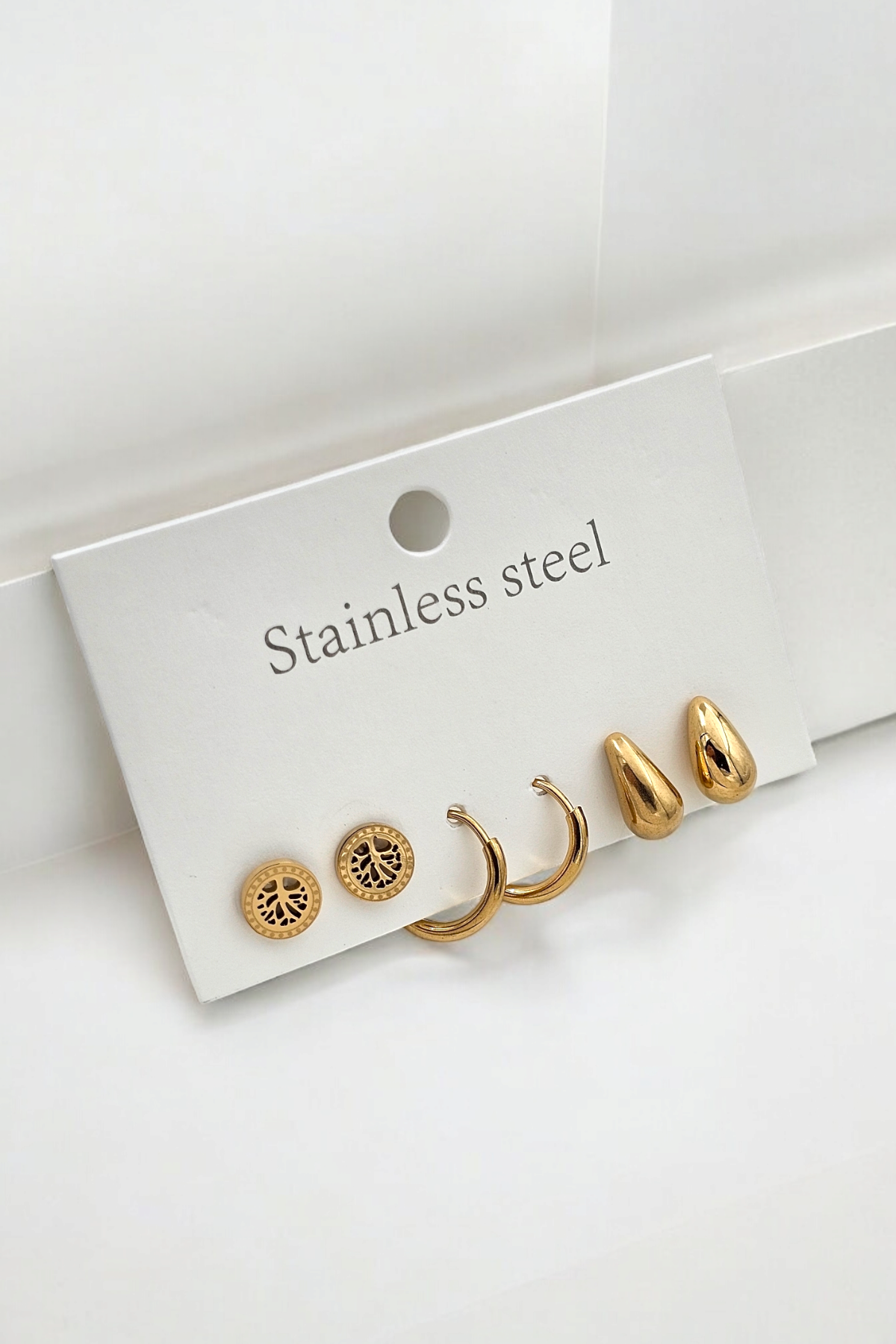 Çelik 6'lı Damla Halka Küpe Kombin 35607