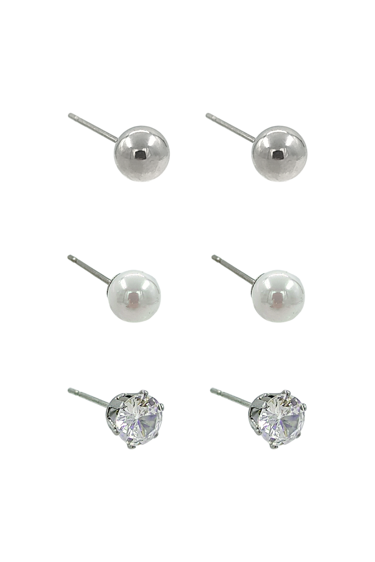 Çelik 6'lı İnci Top Küpe Kombin