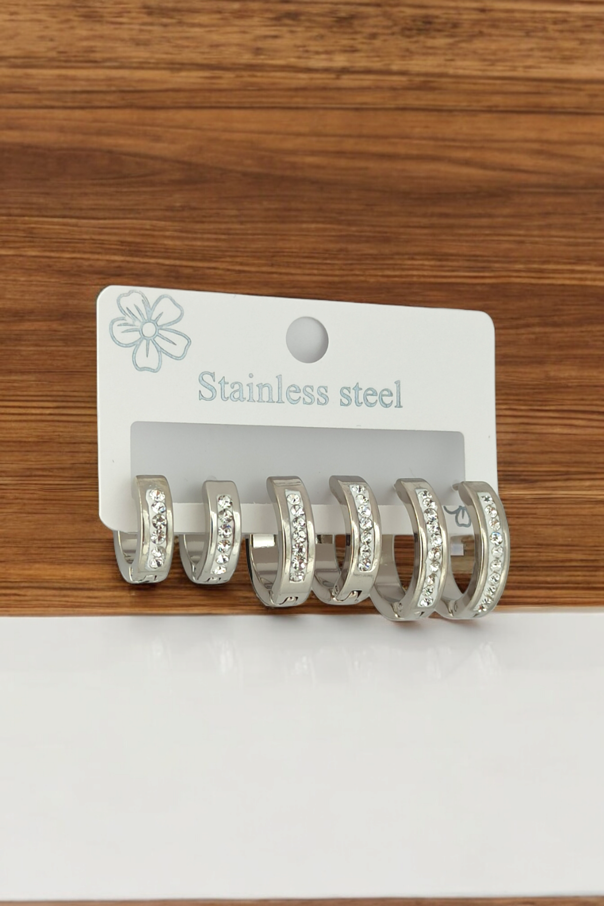 Çelik 6'lı Taşlı Halka Küpe Kombin