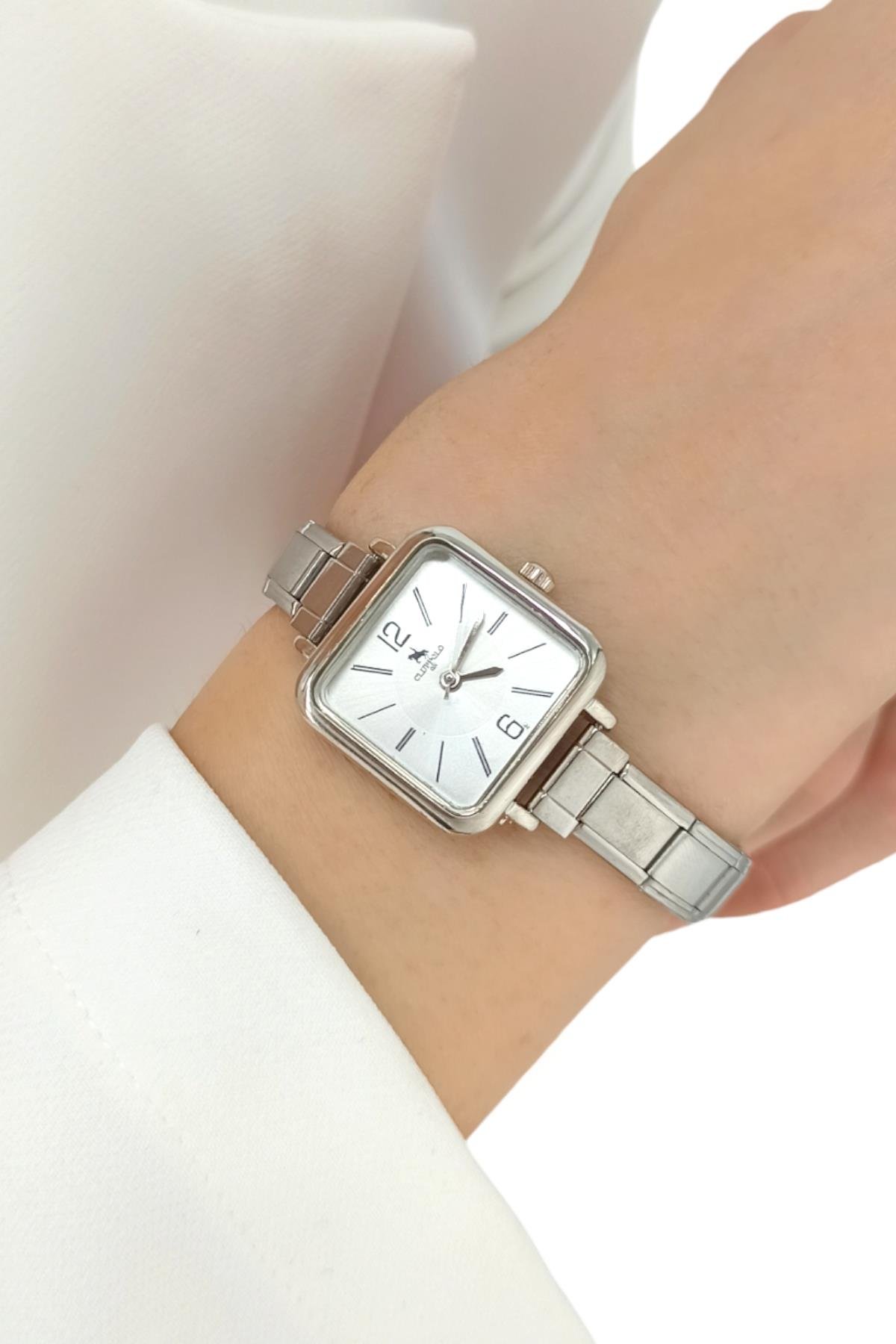 Çelik Ayarlanabilir İtalyan Charm Kare Saat