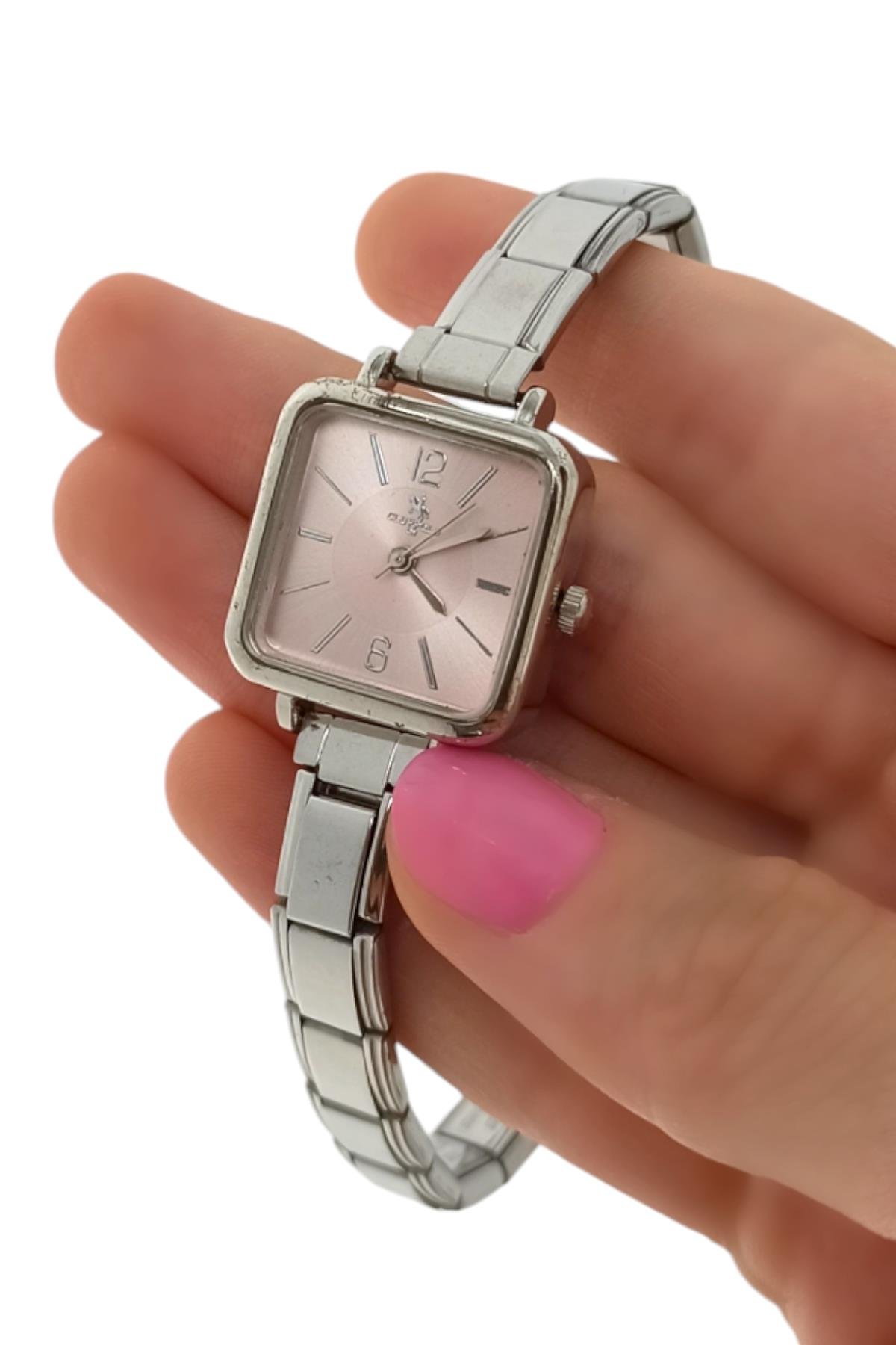 Çelik Ayarlanabilir İtalyan Charm Kare Saat