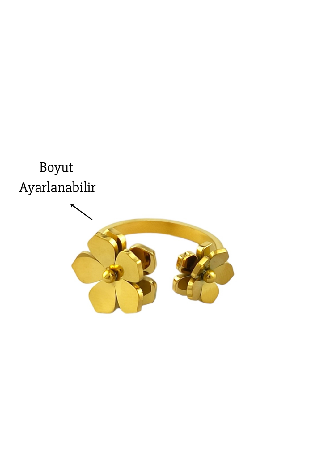 Çelik Ayarlanabilir Plaka Çiçek Yüzük TrYüzük1258