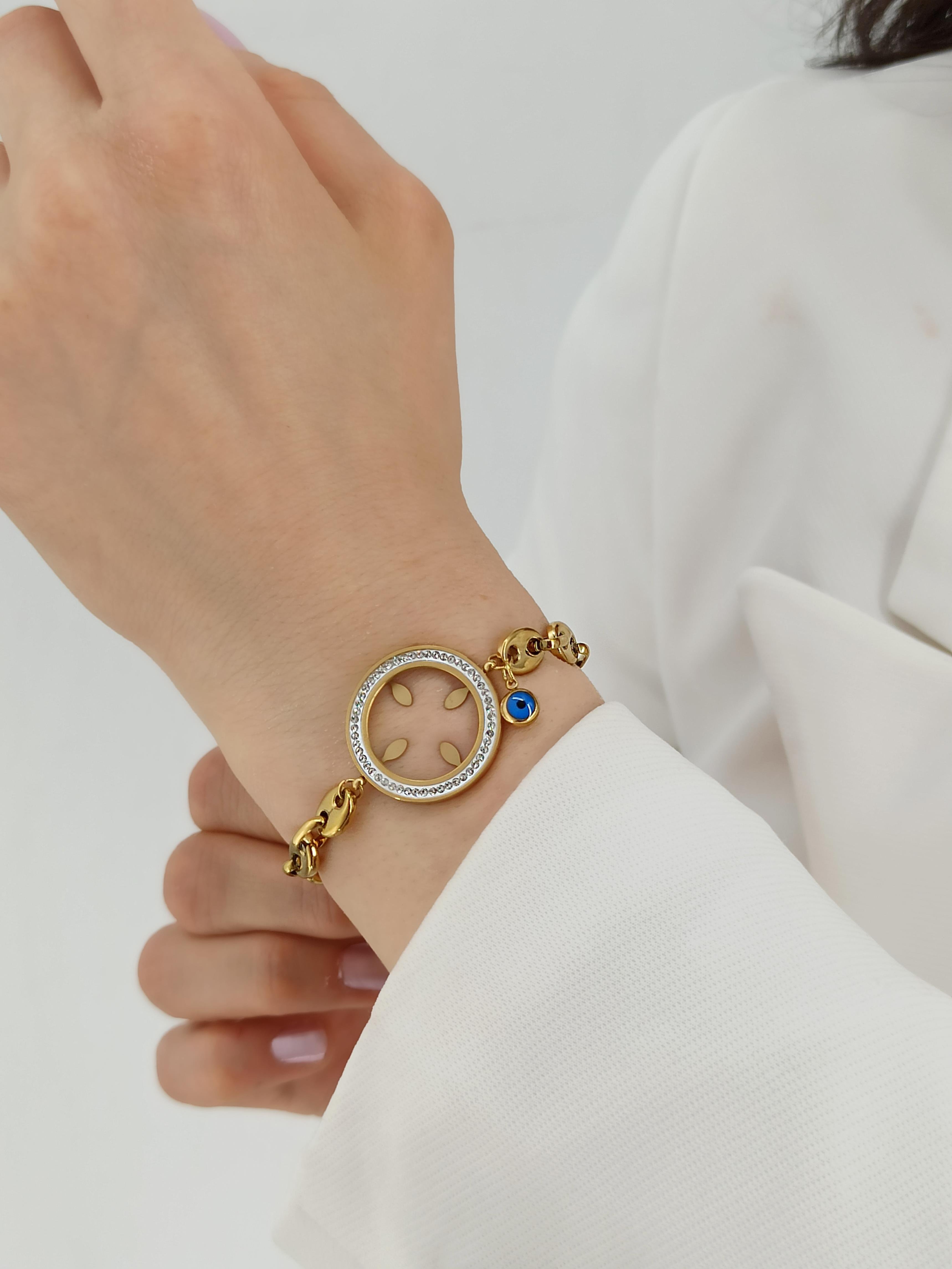 Çelik Çeyrek Uyumlu Düğme Bileklik