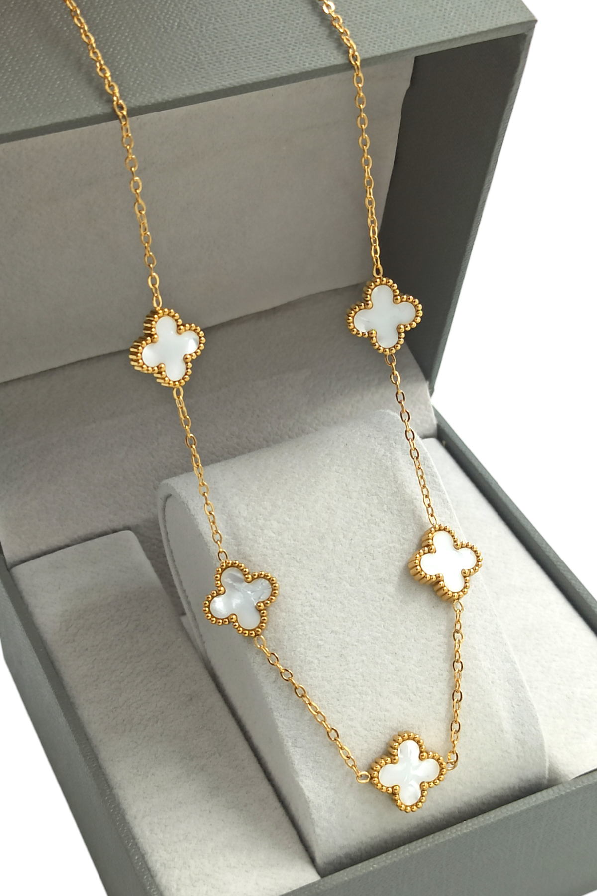 Çelik Çift Taraflı Sedefli Yonca Kolye Van Cleef Model TrKolye50339