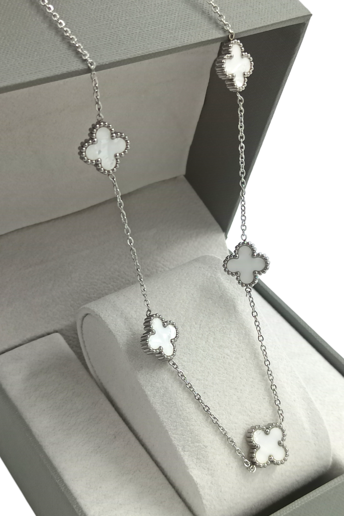 Çelik Çift Taraflı Sedefli Yonca Kolye Van Cleef Model TrKolye50339