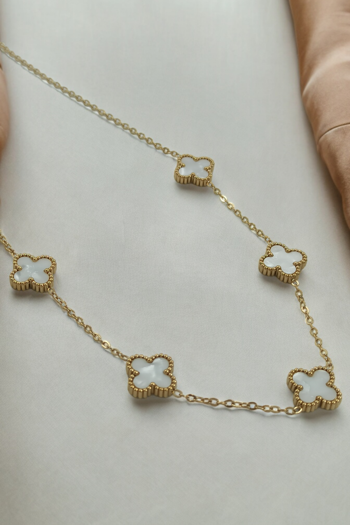 Çelik Çift Taraflı Sedefli Yonca Kolye Van Cleef Model TrKolye50339