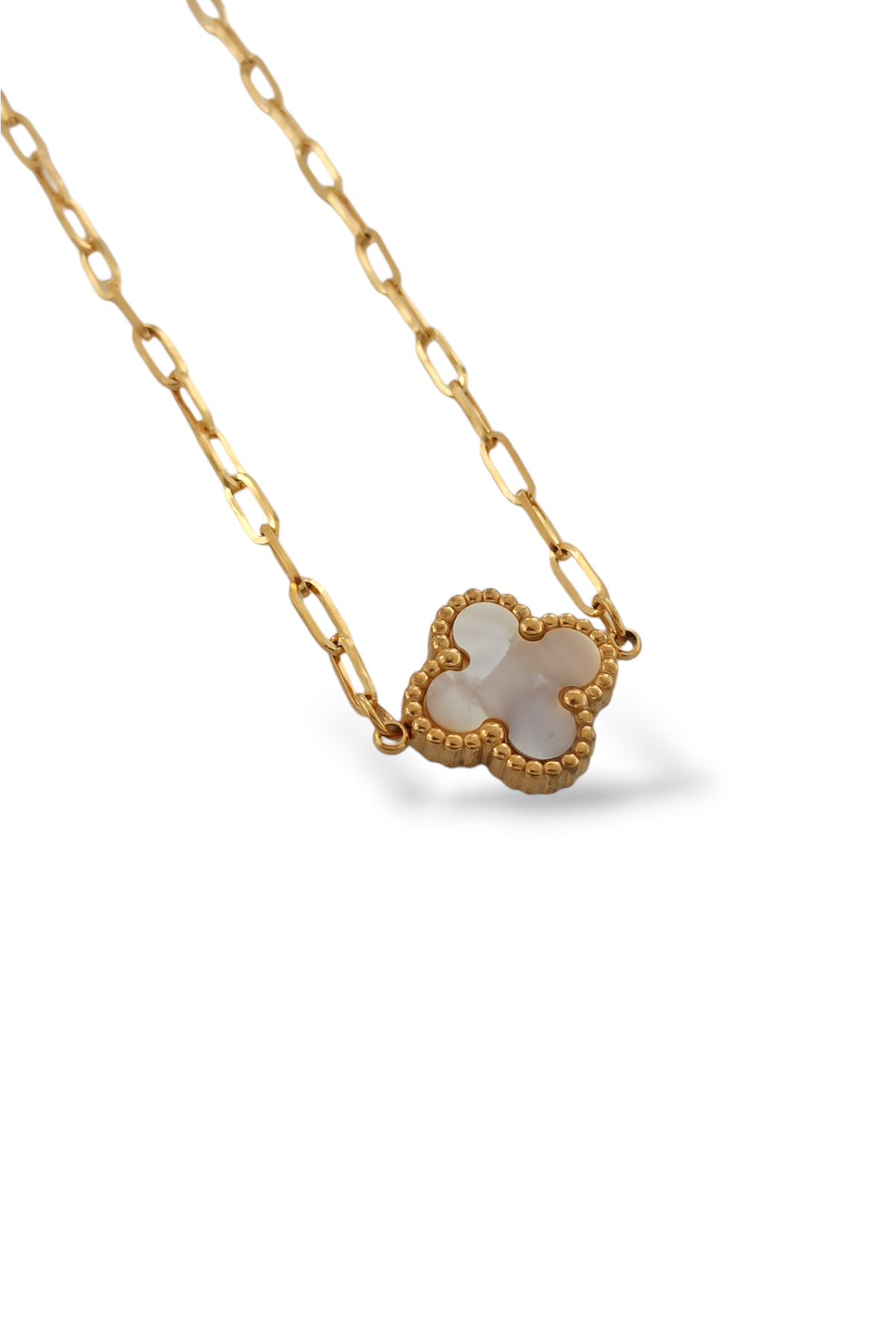 Çelik Çift Taraflı Yonca Bileklik Van Cleef Model Geçmeli Zincir Bileklik