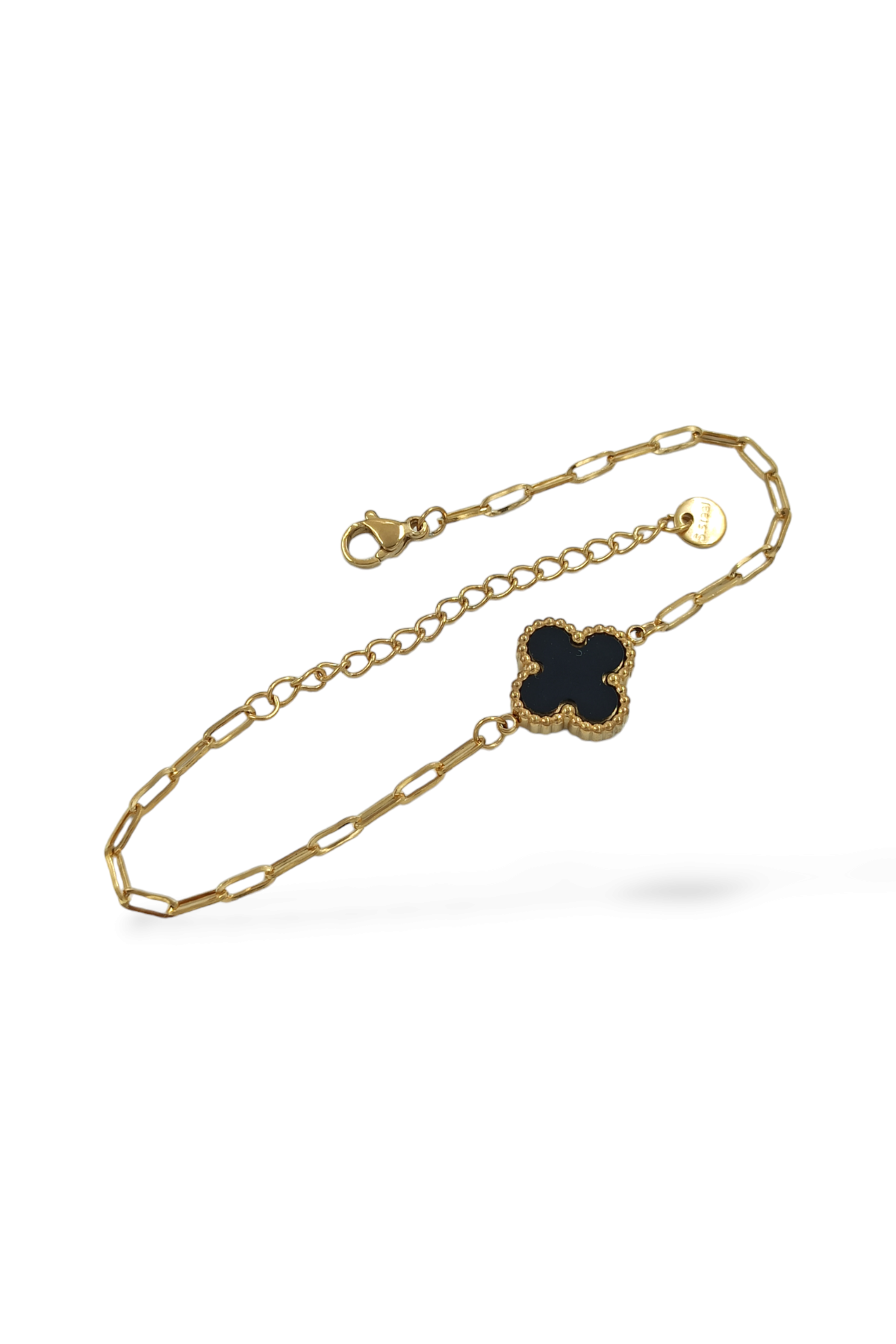 Çelik Çift Taraflı Yonca Bileklik Van Cleef Model Geçmeli Zincir Bileklik