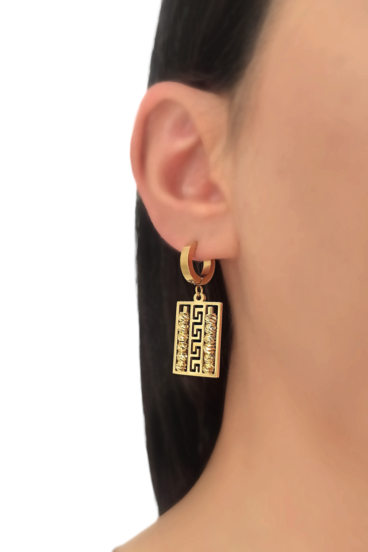 Çelik Dorika Kare Küpe 